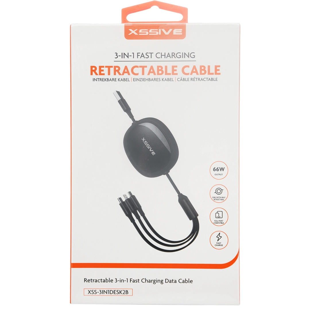 3in1 Retractable Fast Charging Cable XSS-3IN1DESK2B