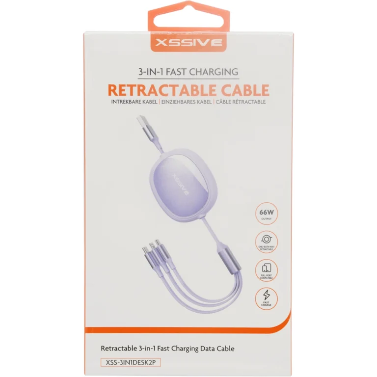 3in1 Retractable Fast Charging Cable XSS-3IN1DESK2P